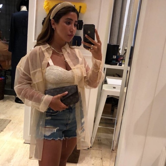 GORGEOUS ZARA NWT Tulle Blouse w Pockets - Picture 6 of 8